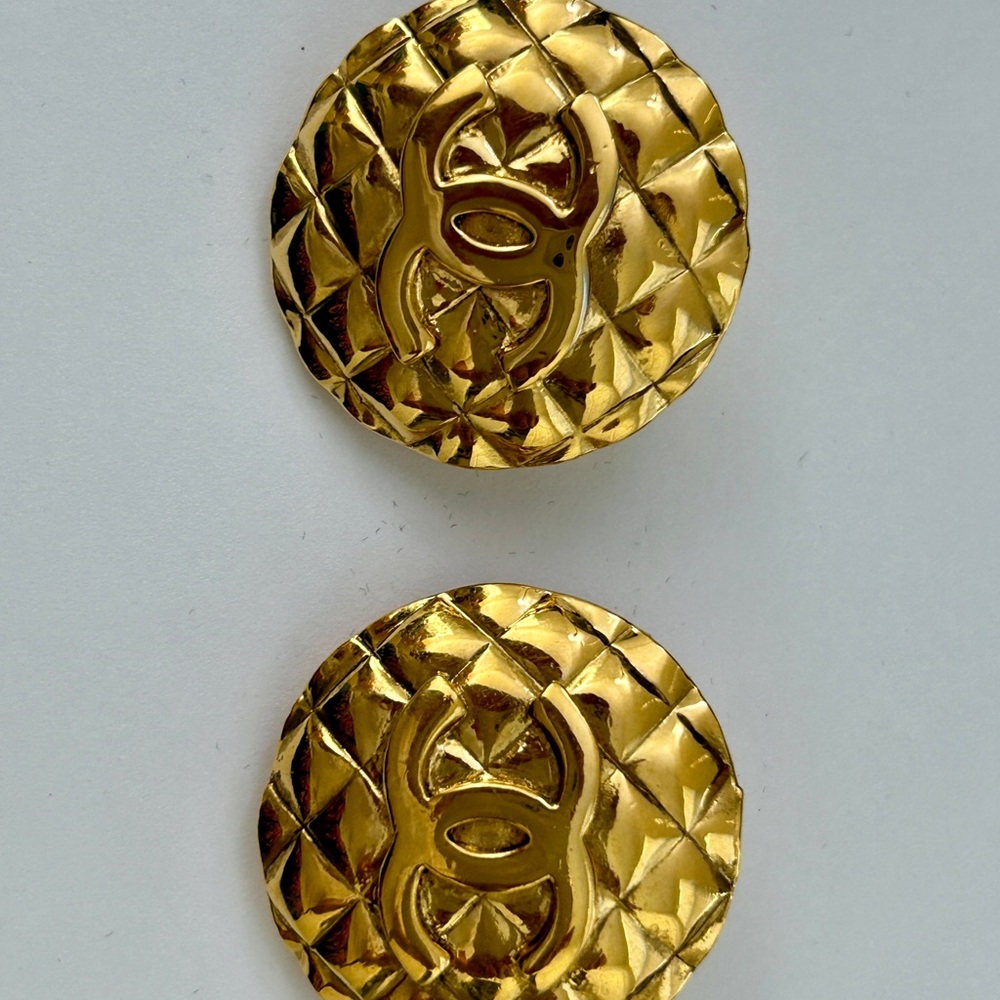 Chanel Gold Button Earrings